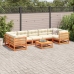 Set de sofás jardín 8 pzas con cojines madera pino marrón cera