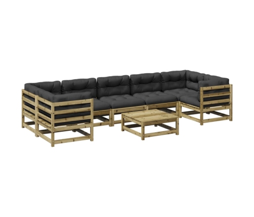 Set de sofás jardín 8 pzas con cojines madera pino impregnada
