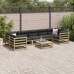 Set de sofás jardín 8 pzas con cojines madera pino impregnada