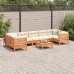 Set de sofás jardín 8 pzas con cojines madera pino marrón cera