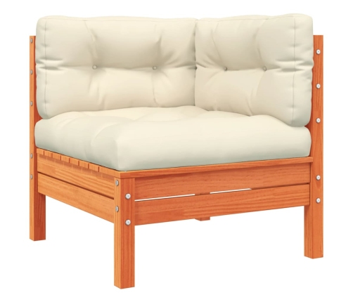 Set de sofás jardín 8 pzas con cojines madera pino marrón cera