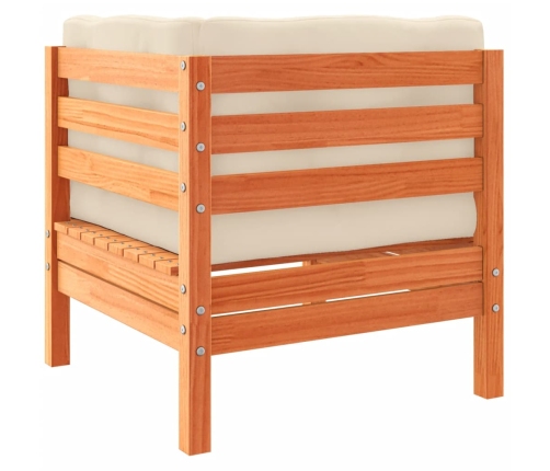 Set de sofás jardín 8 pzas con cojines madera pino marrón cera