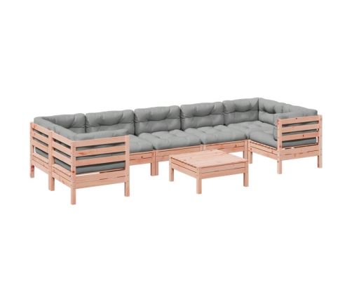 Set de sofás jardín 8 pzas con cojines madera de abeto Douglas