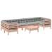 Set de sofás jardín 8 pzas con cojines madera de abeto Douglas