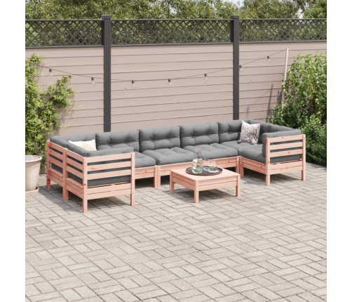 Set de sofás jardín 8 pzas con cojines madera de abeto Douglas