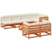 Set de sofás jardín 8 pzas con cojines madera pino marrón cera