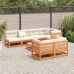 Set de sofás jardín 8 pzas con cojines madera pino marrón cera