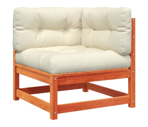 Set de sofás jardín 8 pzas con cojines madera pino marrón cera