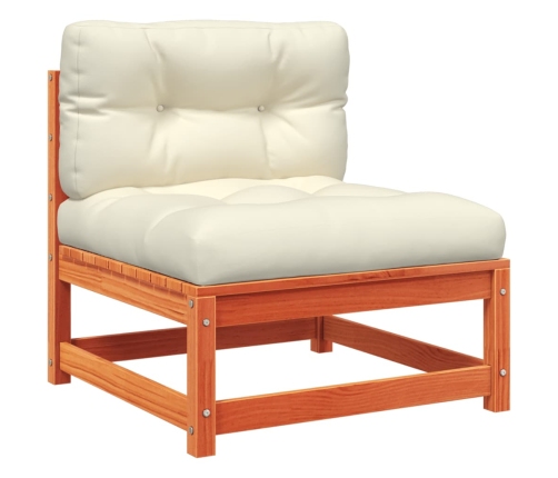 Set de sofás jardín 8 pzas con cojines madera pino marrón cera
