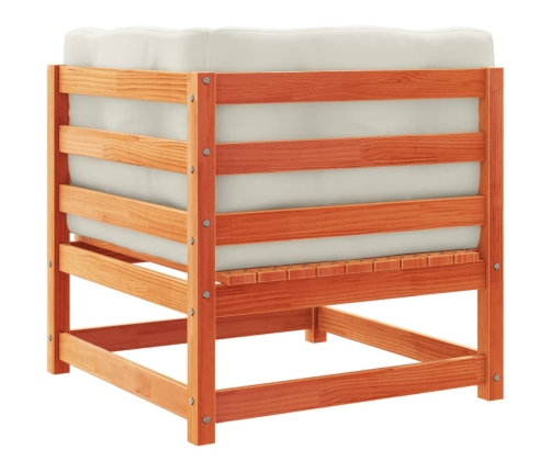 Set de sofás jardín 8 pzas con cojines madera pino marrón cera