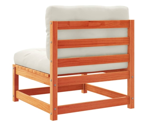 Set de sofás jardín 8 pzas con cojines madera pino marrón cera
