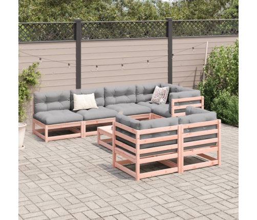 Set de sofás jardín 8 pzas con cojines madera de abeto Douglas