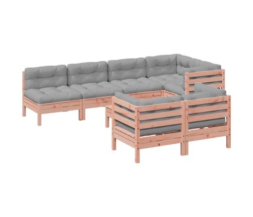 Set de sofás jardín 8 pzas con cojines madera de abeto Douglas