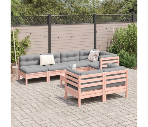 Set de sofás jardín 8 pzas con cojines madera de abeto Douglas