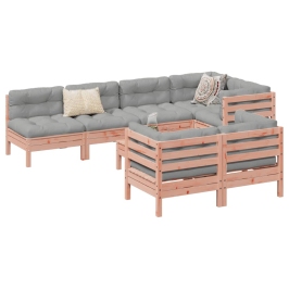 Set de sofás jardín 8 pzas con cojines madera de abeto Douglas