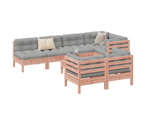Set de sofás jardín 8 pzas con cojines madera de abeto Douglas