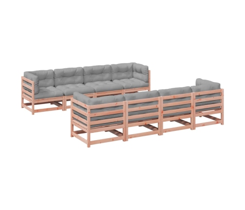 Set de sofás jardín 9 pzas con cojines madera de abeto Douglas