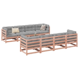 Set de sofás jardín 9 pzas con cojines madera de abeto Douglas