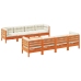 Set de sofás jardín 9 pzas con cojines madera pino marrón cera