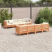 Set de sofás jardín 9 pzas con cojines madera pino marrón cera