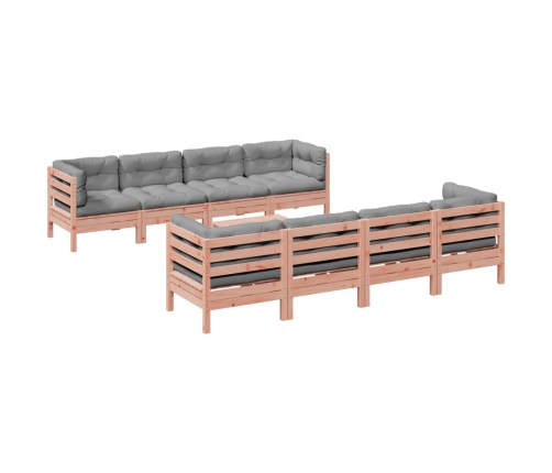 Set de sofás jardín 9 pzas con cojines madera de abeto Douglas