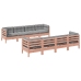Set de sofás jardín 9 pzas con cojines madera de abeto Douglas