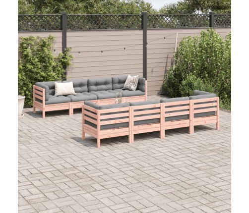 Set de sofás jardín 9 pzas con cojines madera de abeto Douglas