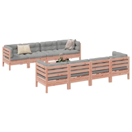 Set de sofás jardín 9 pzas con cojines madera de abeto Douglas