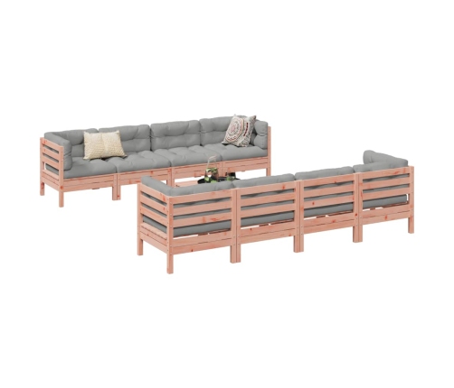 Set de sofás jardín 9 pzas con cojines madera de abeto Douglas