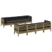 Set de sofás jardín 9 pzas con cojines madera pino impregnada