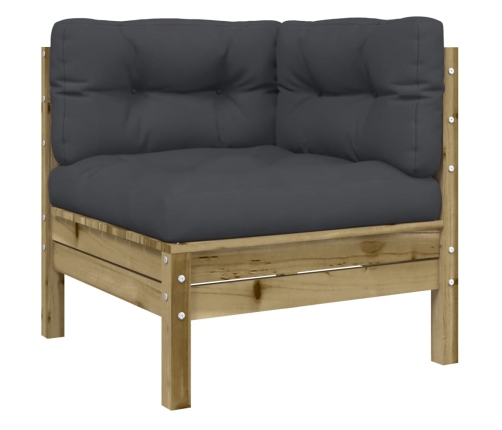 Set de sofás jardín 9 pzas con cojines madera pino impregnada