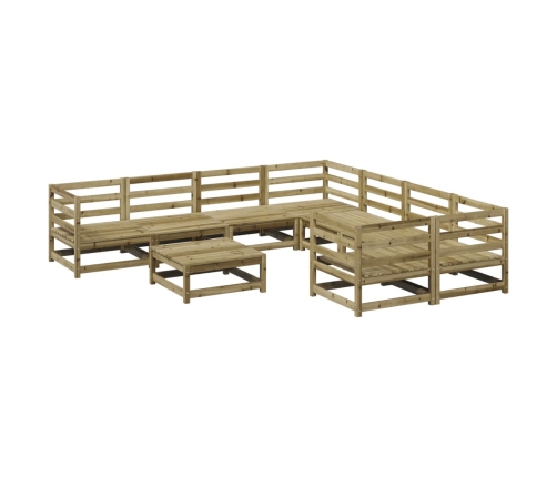 Juego de sofás de jardín 9 pzas madera de pino impregnada