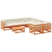 Set de sofás jardín 9 pzas con cojines madera pino marrón cera