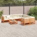 Set de sofás jardín 9 pzas con cojines madera pino marrón cera