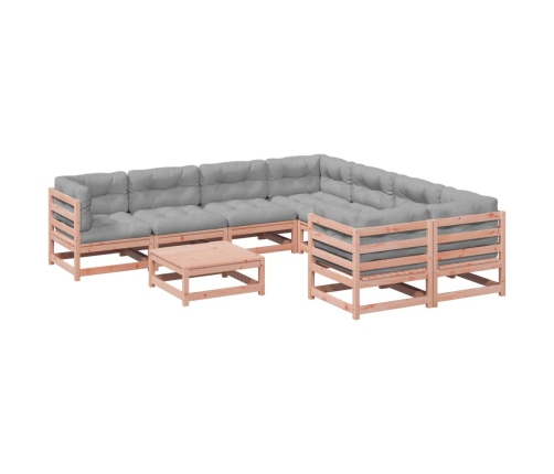 Set de sofás jardín 9 pzas con cojines madera de abeto Douglas