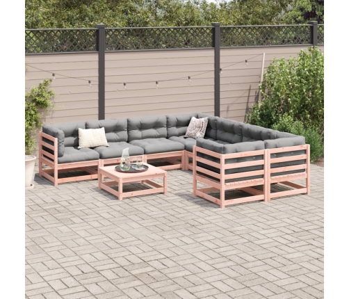 Set de sofás jardín 9 pzas con cojines madera de abeto Douglas