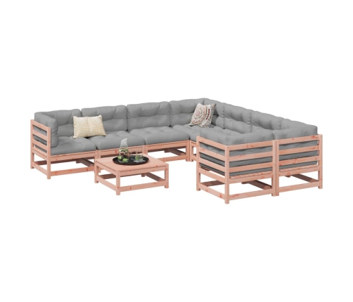 Set de sofás jardín 9 pzas con cojines madera de abeto Douglas