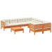 Set de sofás jardín 9 pzas con cojines madera pino marrón cera