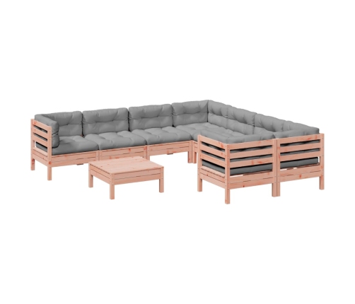 Set de sofás jardín 9 pzas con cojines madera de abeto Douglas