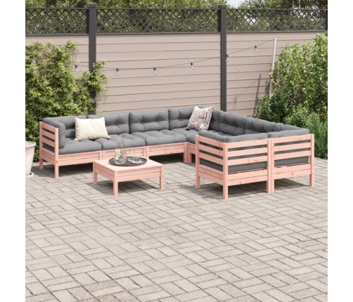 Set de sofás jardín 9 pzas con cojines madera de abeto Douglas