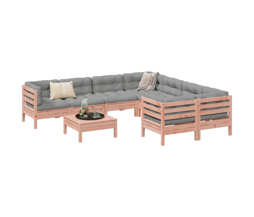 Set de sofás jardín 9 pzas con cojines madera de abeto Douglas