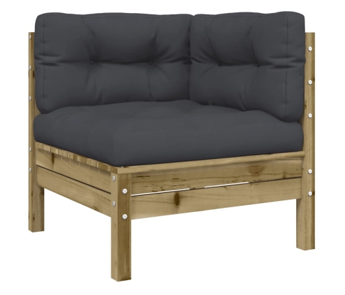Set de sofás jardín 9 pzas con cojines madera pino impregnada
