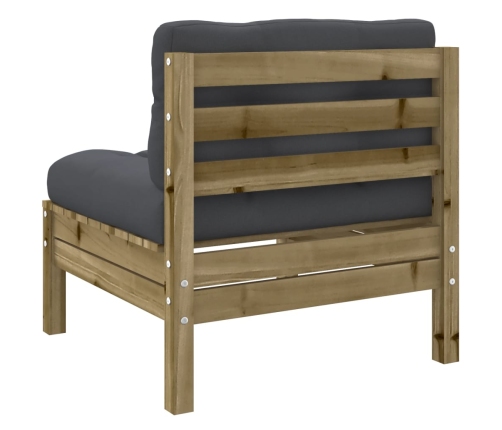 Set de sofás jardín 9 pzas con cojines madera pino impregnada