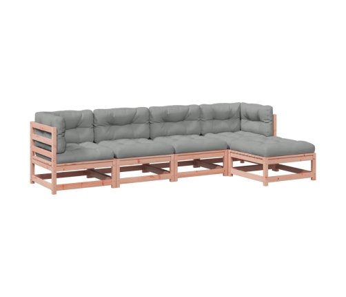 Set de sofás jardín 5 pzas con cojines madera abeto Douglas