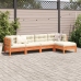 Set de sofás jardín 5 pzas con cojines madera pino marrón cera