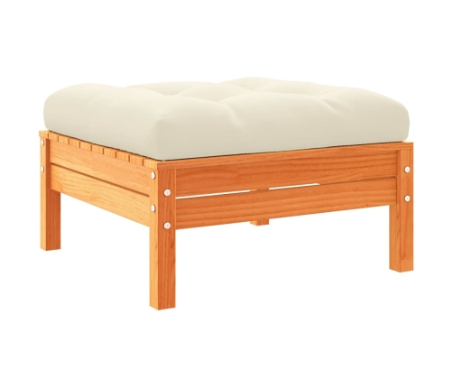 Set de sofás jardín 5 pzas con cojines madera pino marrón cera