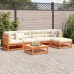 Set de sofás jardín 6 pzas con cojines madera pino marrón cera
