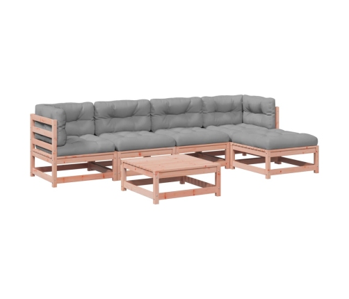 Set de sofás jardín 6 pzas con cojines madera abeto Douglas