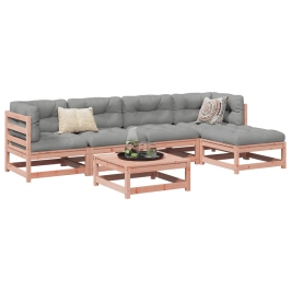 Set de sofás jardín 6 pzas con cojines madera abeto Douglas