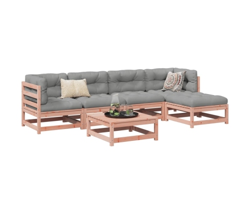 Set de sofás jardín 6 pzas con cojines madera abeto Douglas